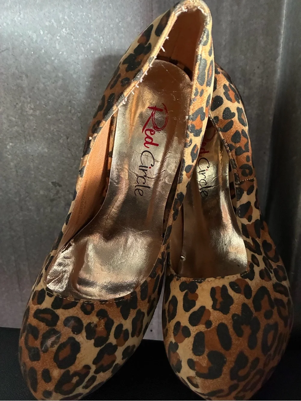 Red Circle Footwear Leopard Print Platform Pumps in Brown & Black